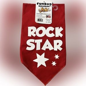 🍄New FunDog Bandanas Rock Star Red White Cotton Pet Dog Neckerchief